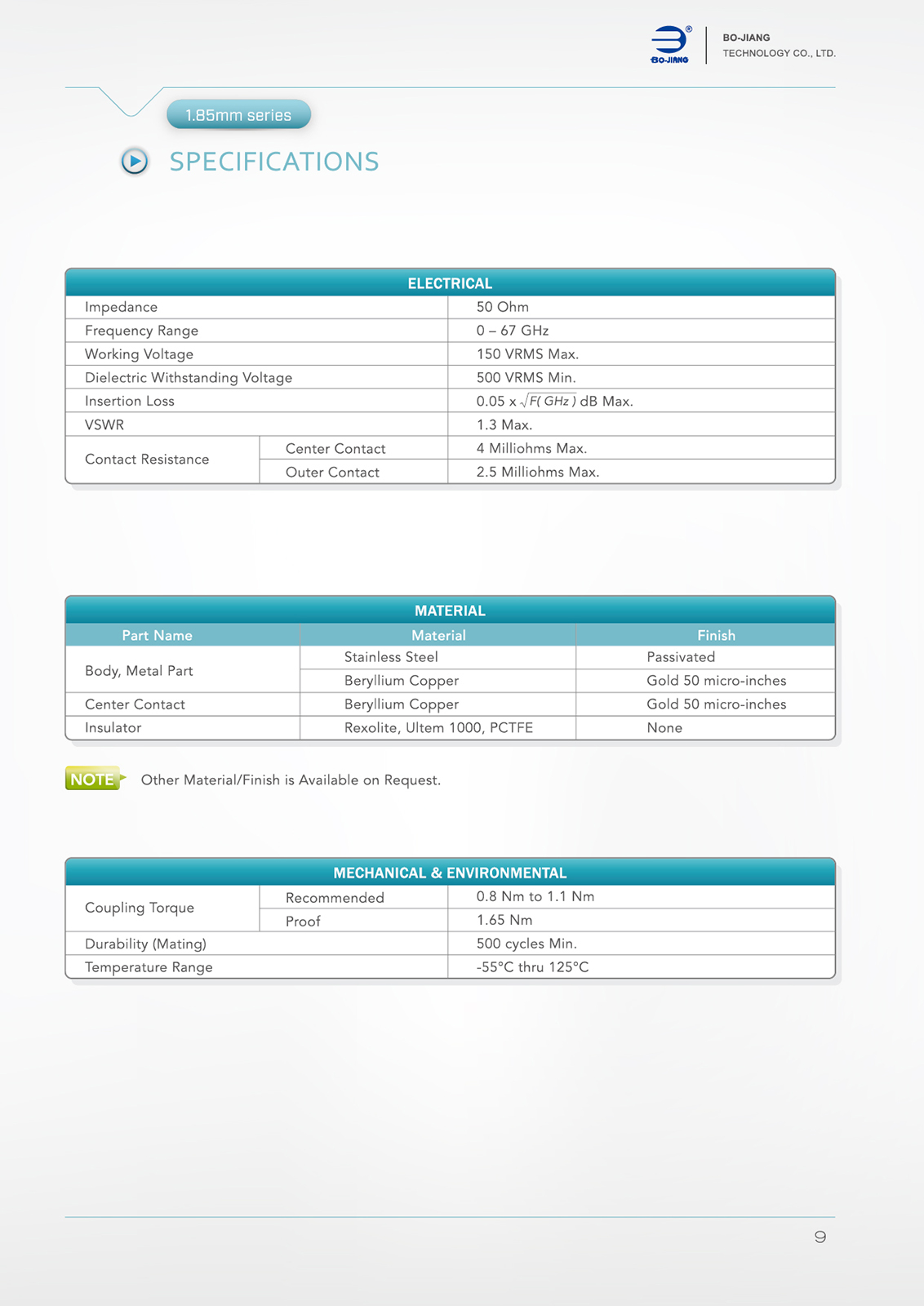 帛江科技Product Catalog